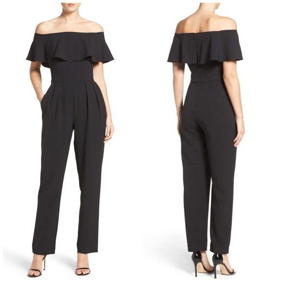 Anthropologie Pants - Eliza J Black Ruffle Jumpsuit